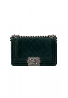 Chanel Green Quilted Velvet Boy Bag