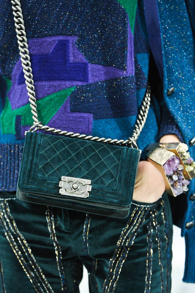 Chanel Green Quilted Velvet Boy Bag