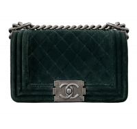 Chanel Green Quilted Velvet Boy Bag