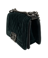 Chanel Green Quilted Velvet Boy Bag