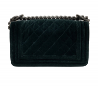 Chanel Green Quilted Velvet Boy Bag