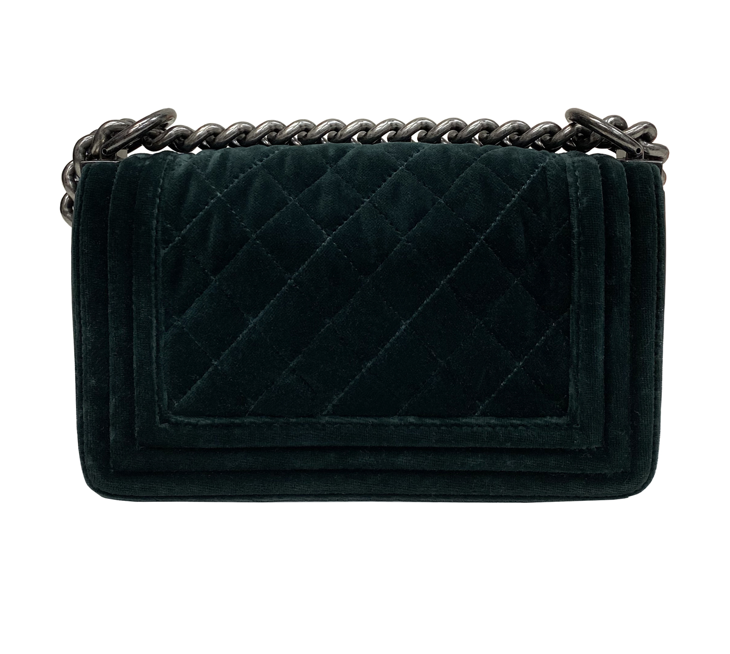 Chanel Green Quilted Velvet Boy Bag