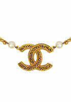 Chanel Twisted Necklace With Logo Pendant