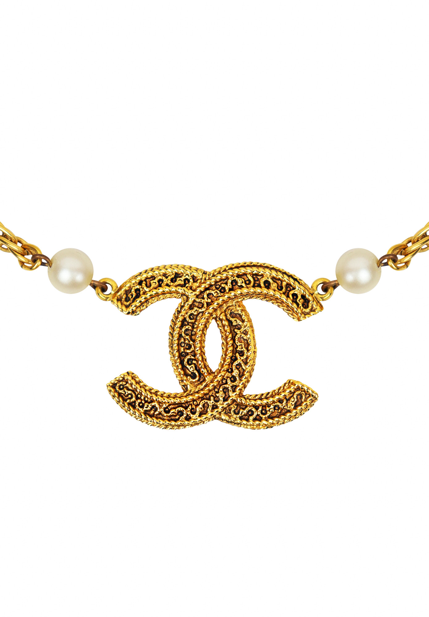 Chanel Twisted Necklace With Logo Pendant
