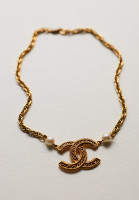 Chanel Twisted Necklace With Logo Pendant