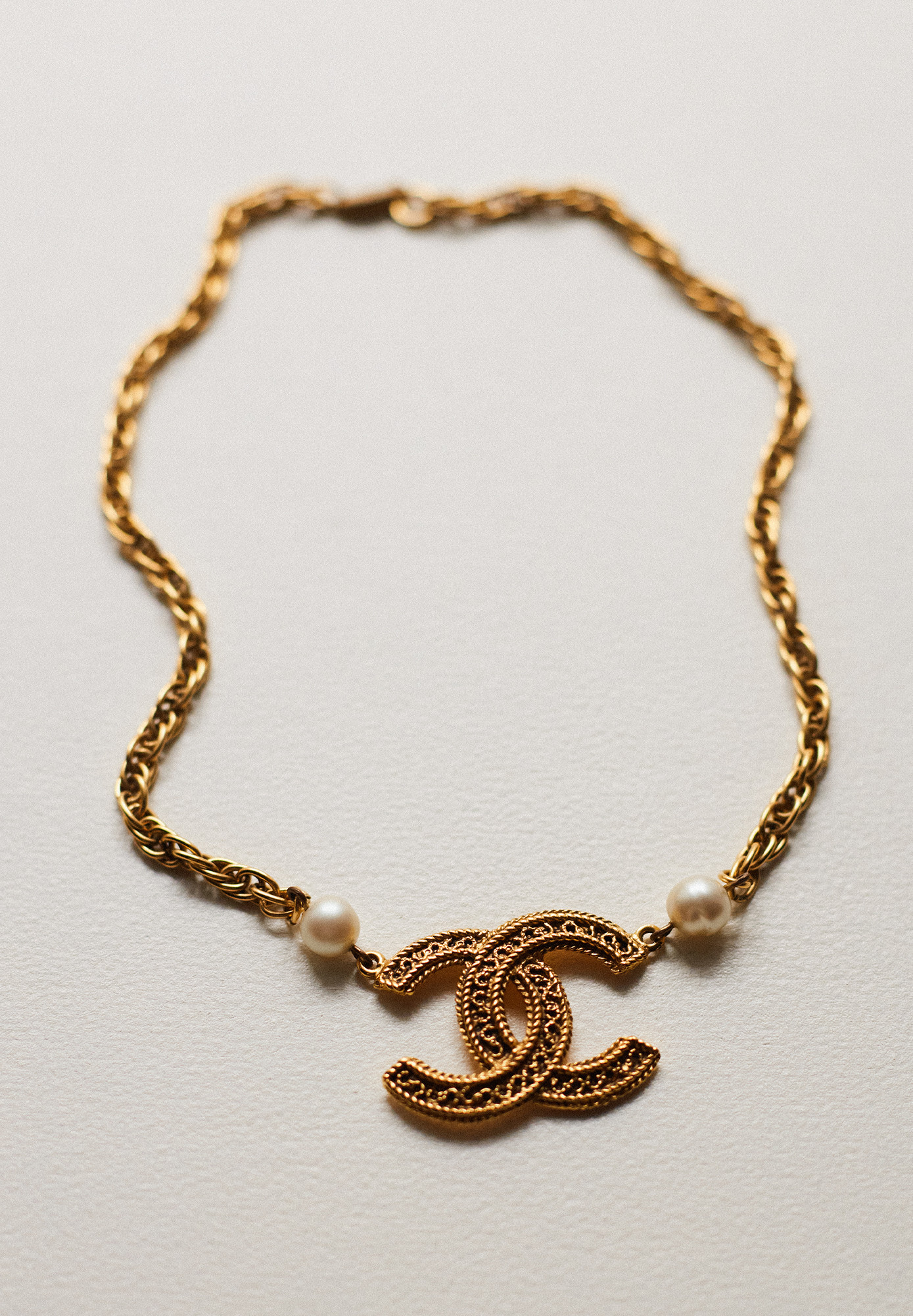 Chanel Twisted Necklace With Logo Pendant