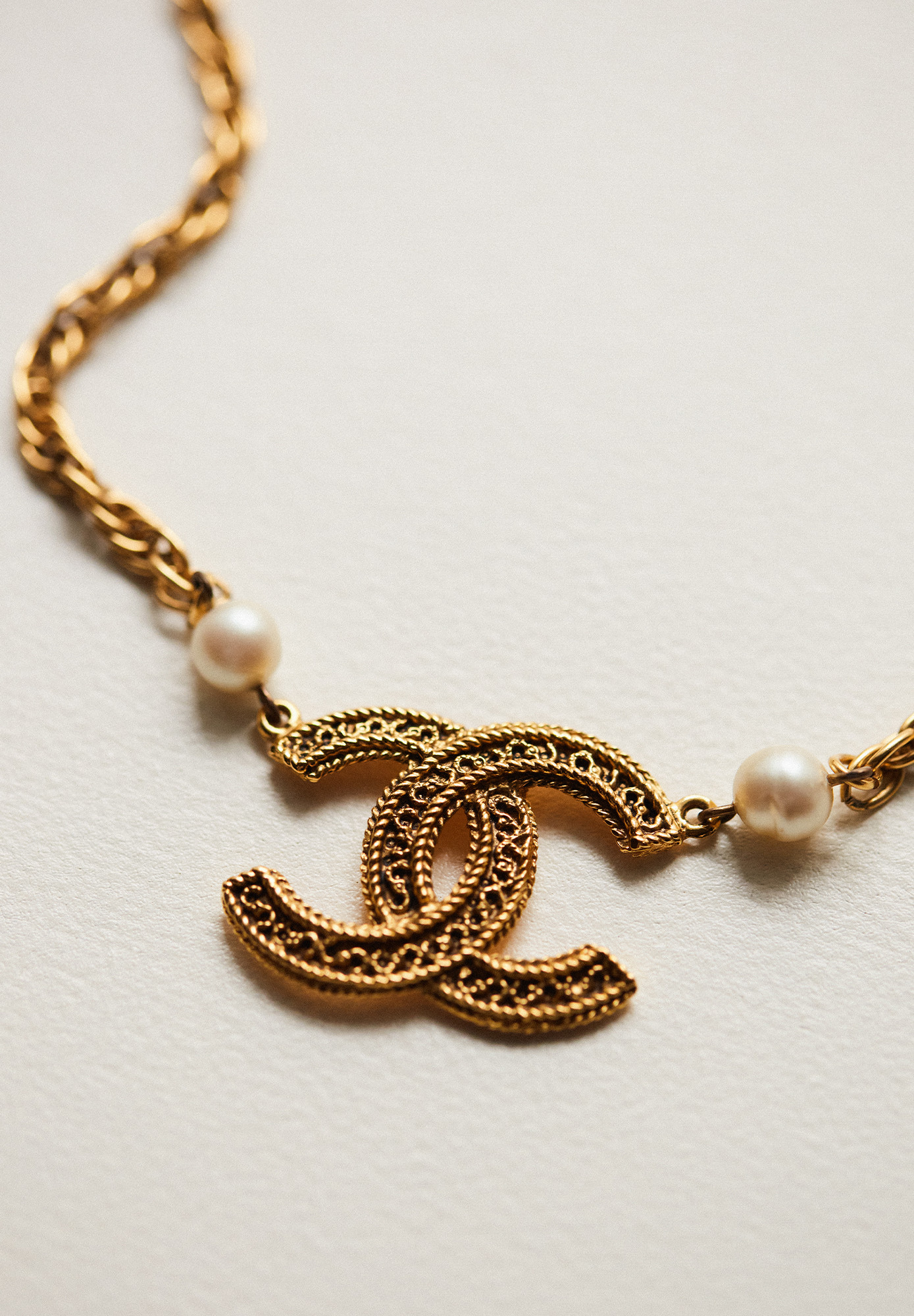 Chanel Twisted Necklace With Logo Pendant