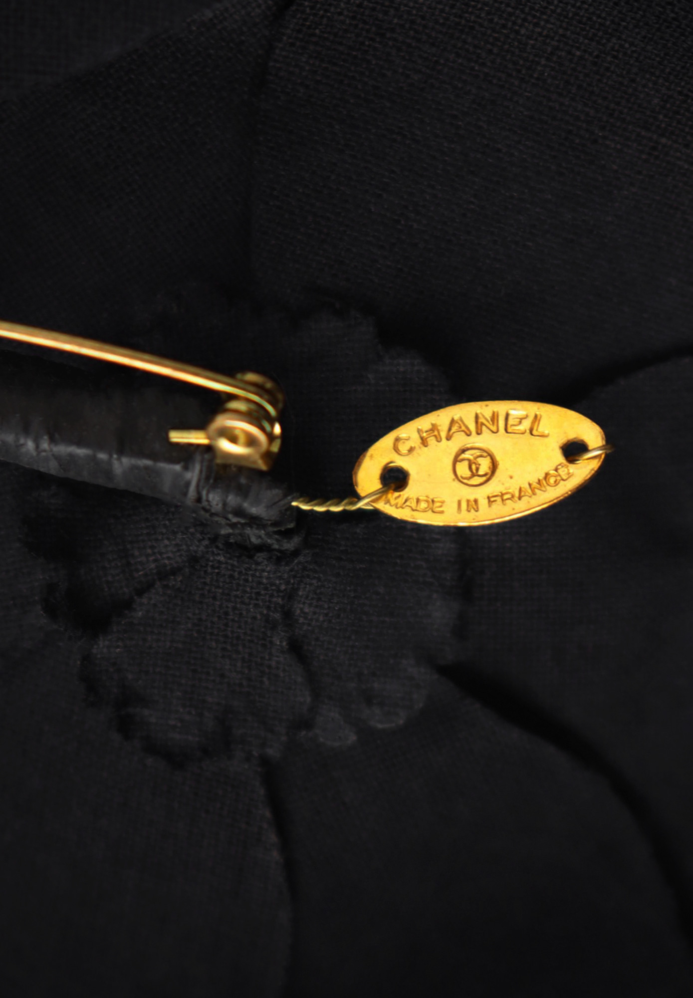 Chanel Black Camellia Brooch