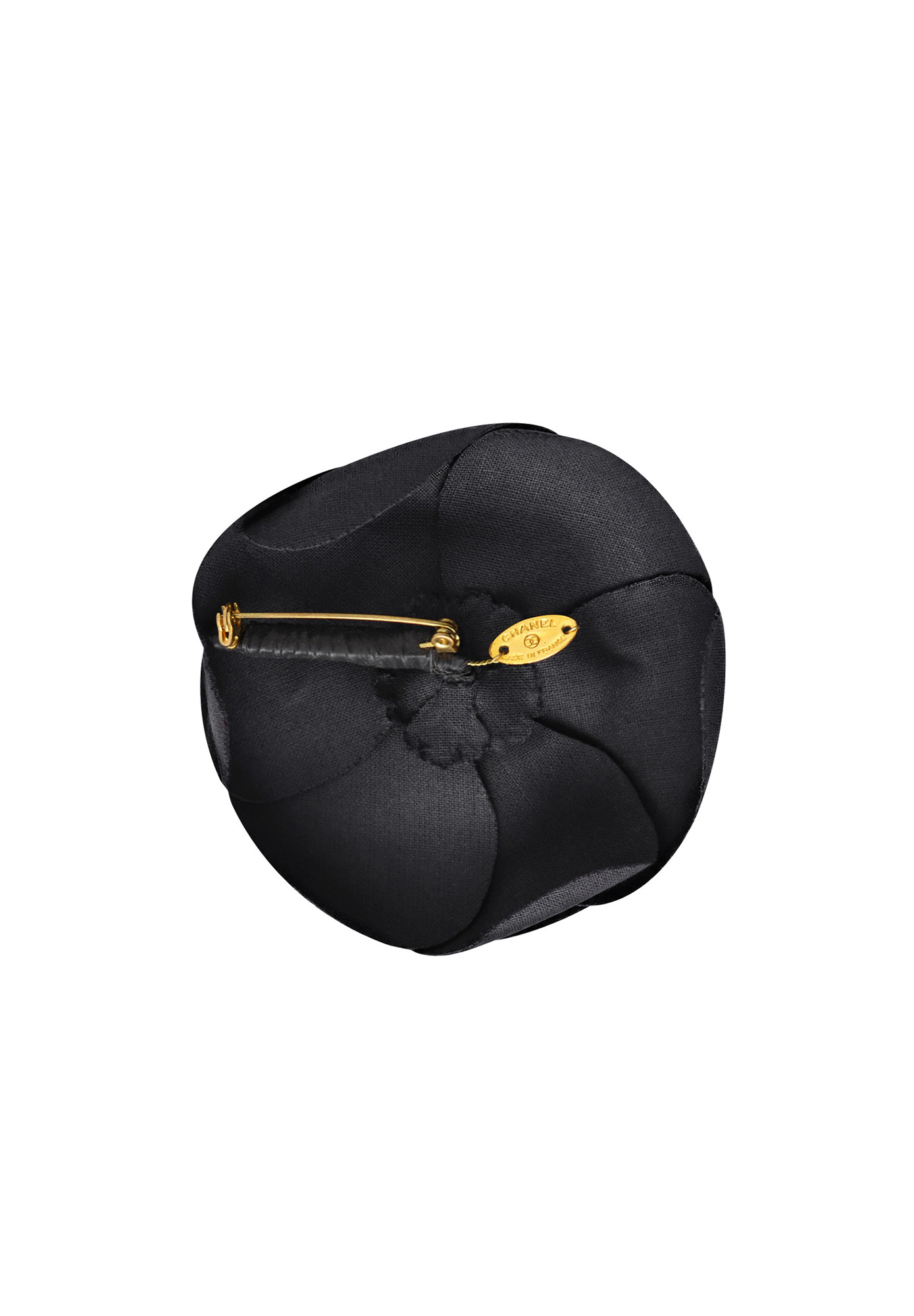 Chanel Black Camellia Brooch