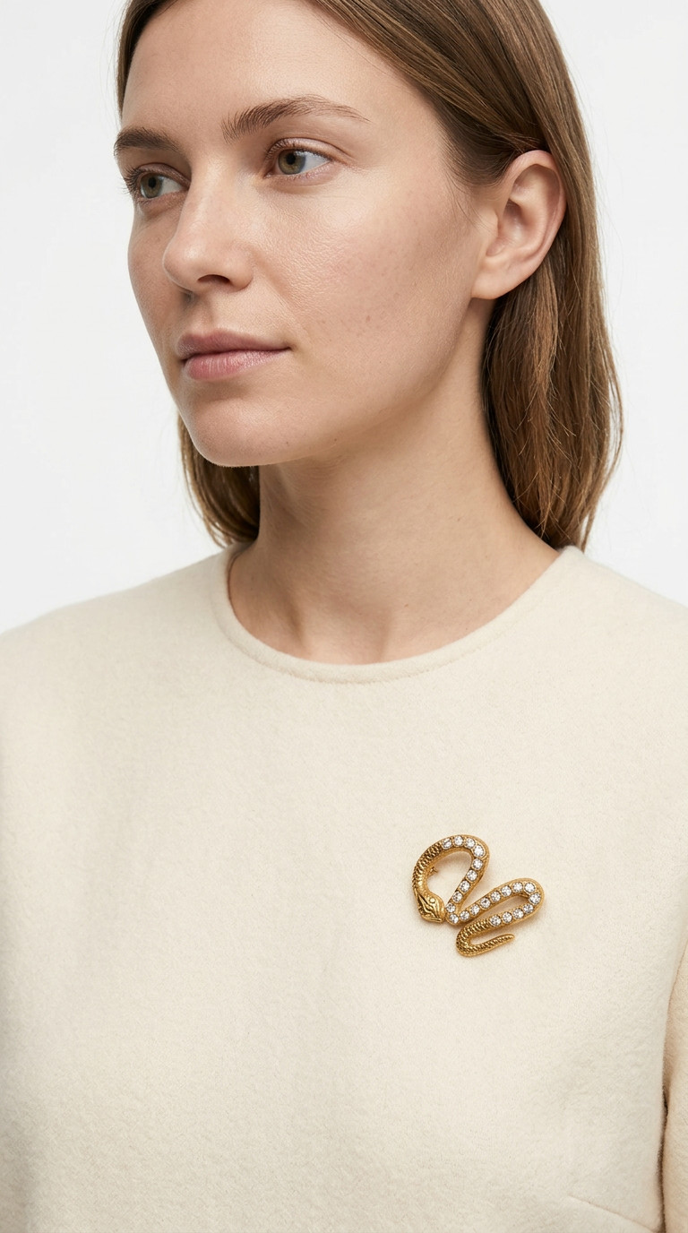 Snake Cystals Brooch