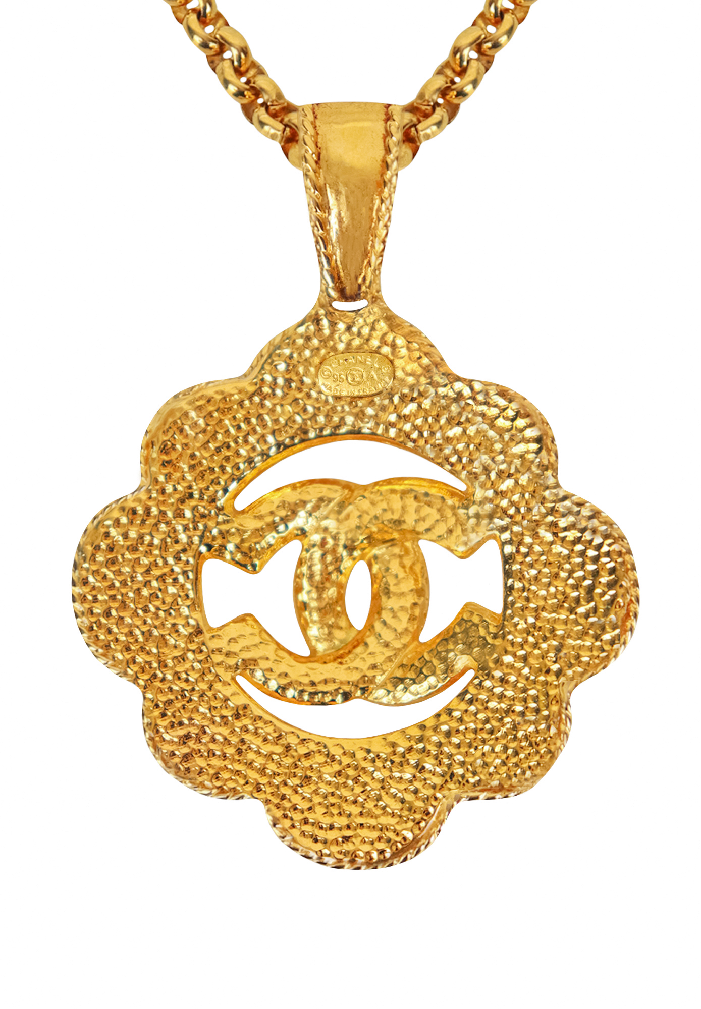 Chanel Necklace With Logo Pendant And Pearls
