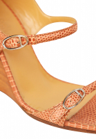 Hermès Lizard Coral Wedge Sandals