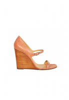 Hermès Lizard Coral Wedge Sandals