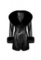 Jean-Claude Jitrois Black Leather Coat With Fur Trim