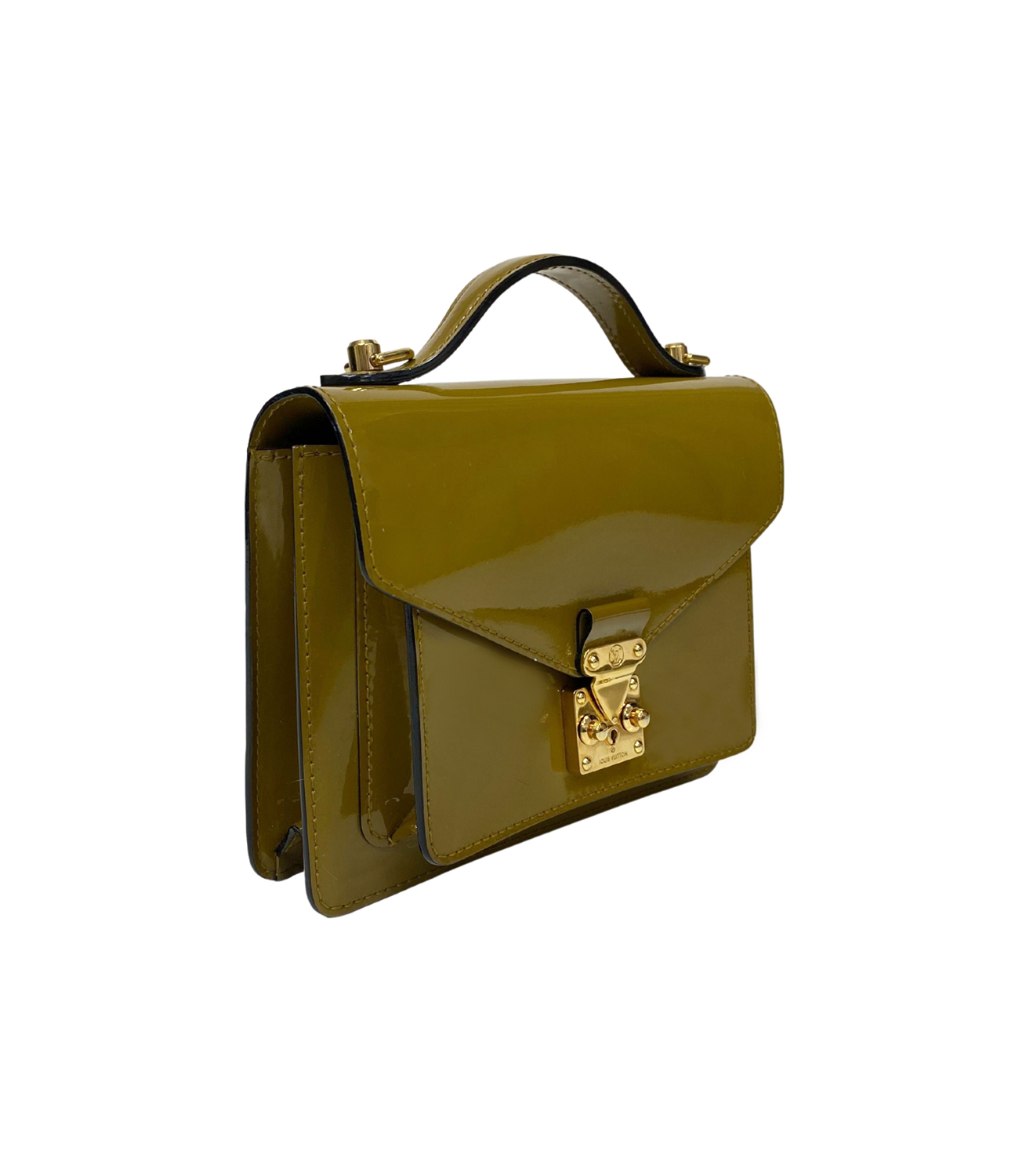 Louis Vuitton Monceau Olive Patent Leather Bag