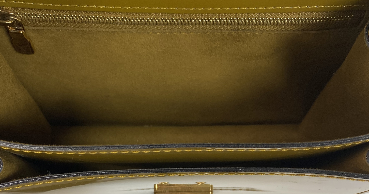 Louis Vuitton Monceau Olive Patent Leather Bag