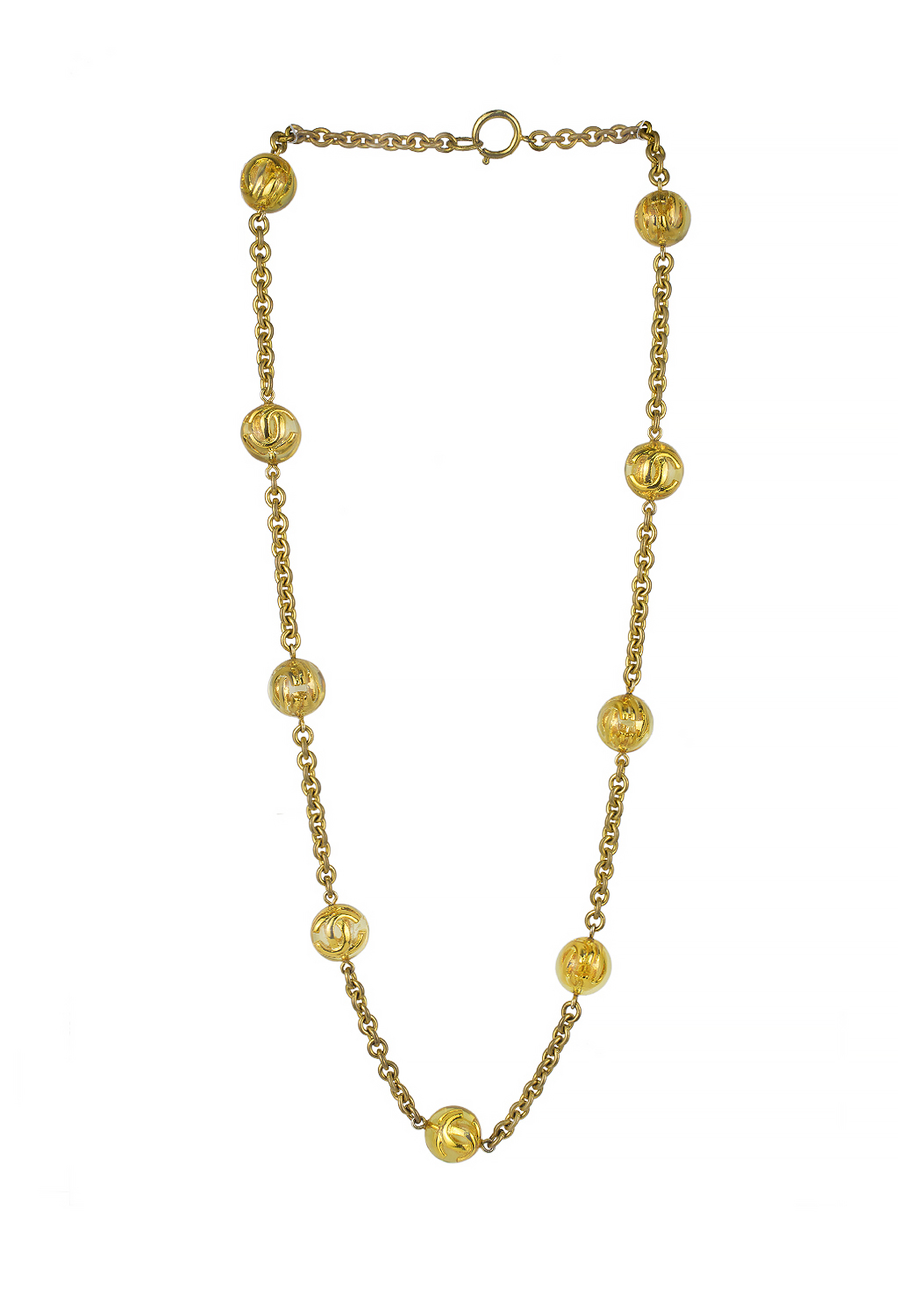 Chanel Gold Chain Logo Necklace