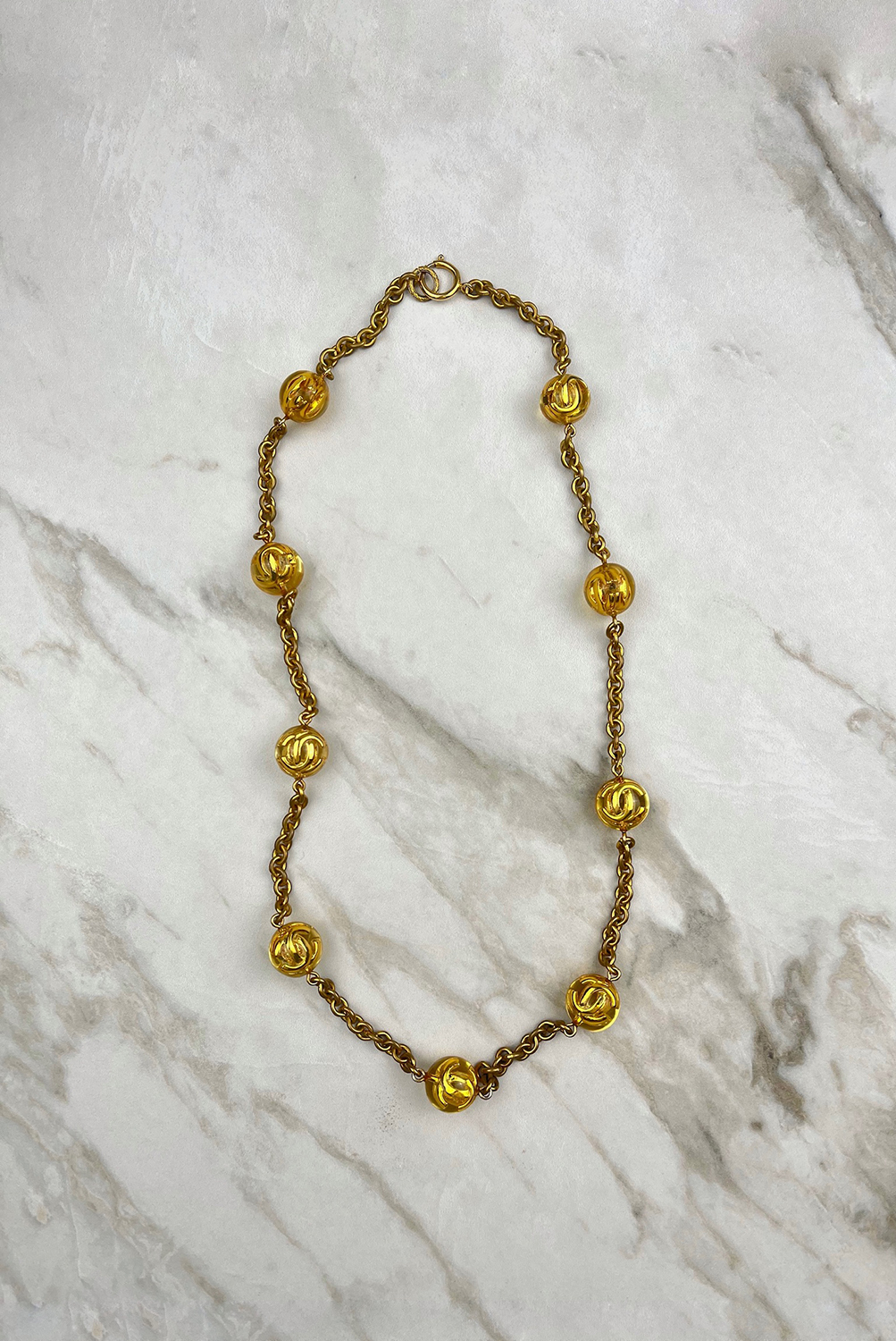 Chanel Gold Chain Logo Necklace