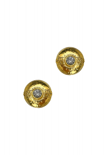 Золотистые клипсы Chanel с кристаллом