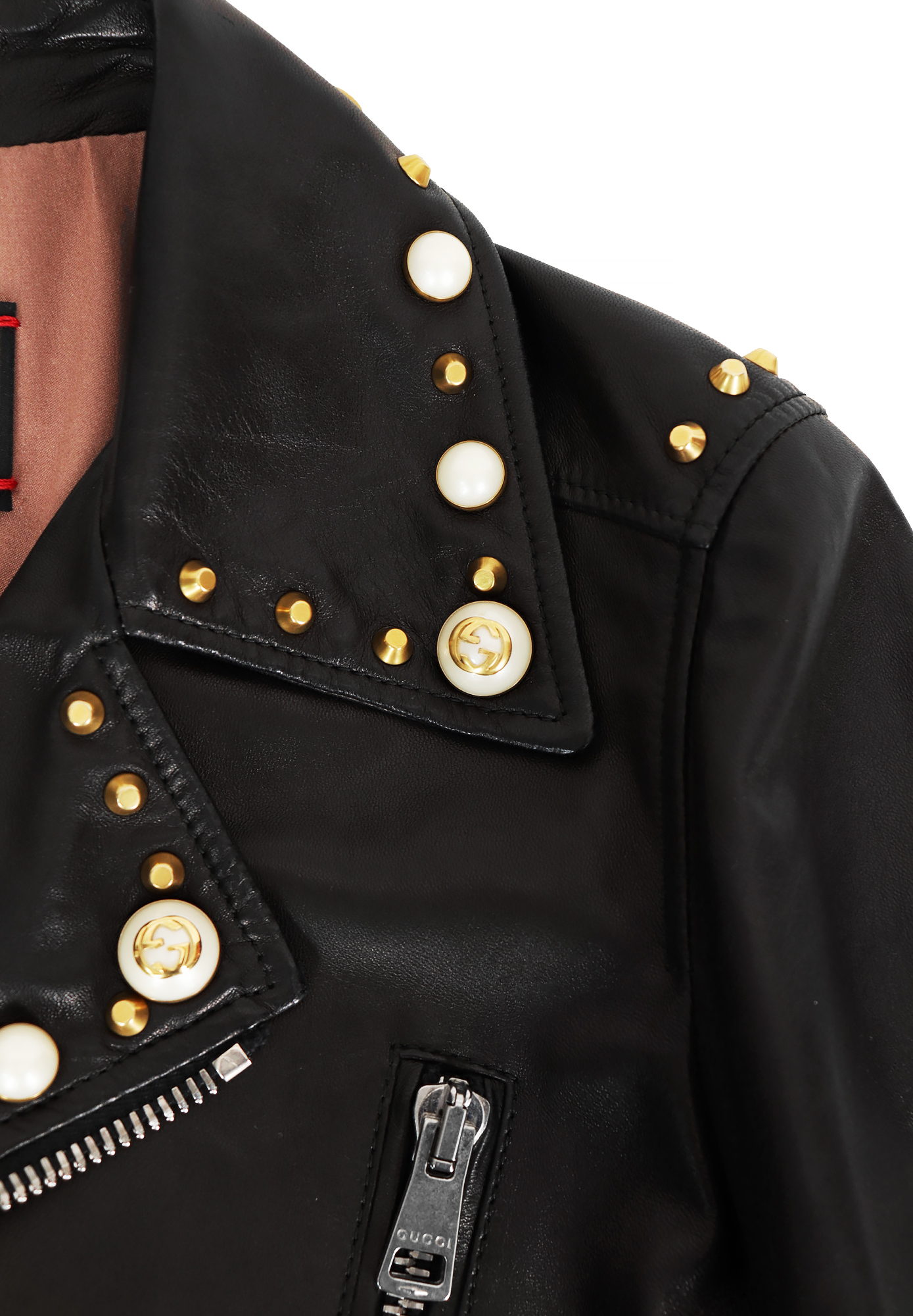 Black Leather Gucci Jacket with Studs