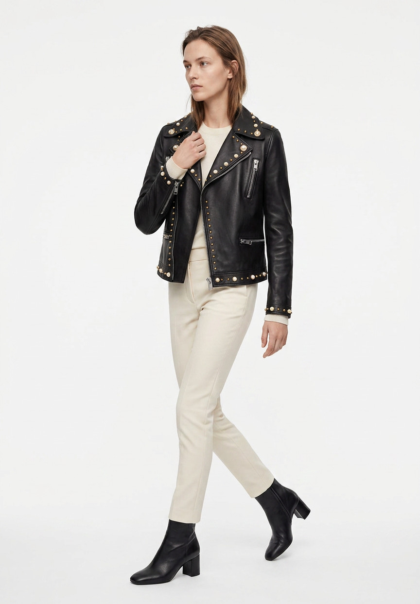 Black Leather Gucci Jacket with Studs
