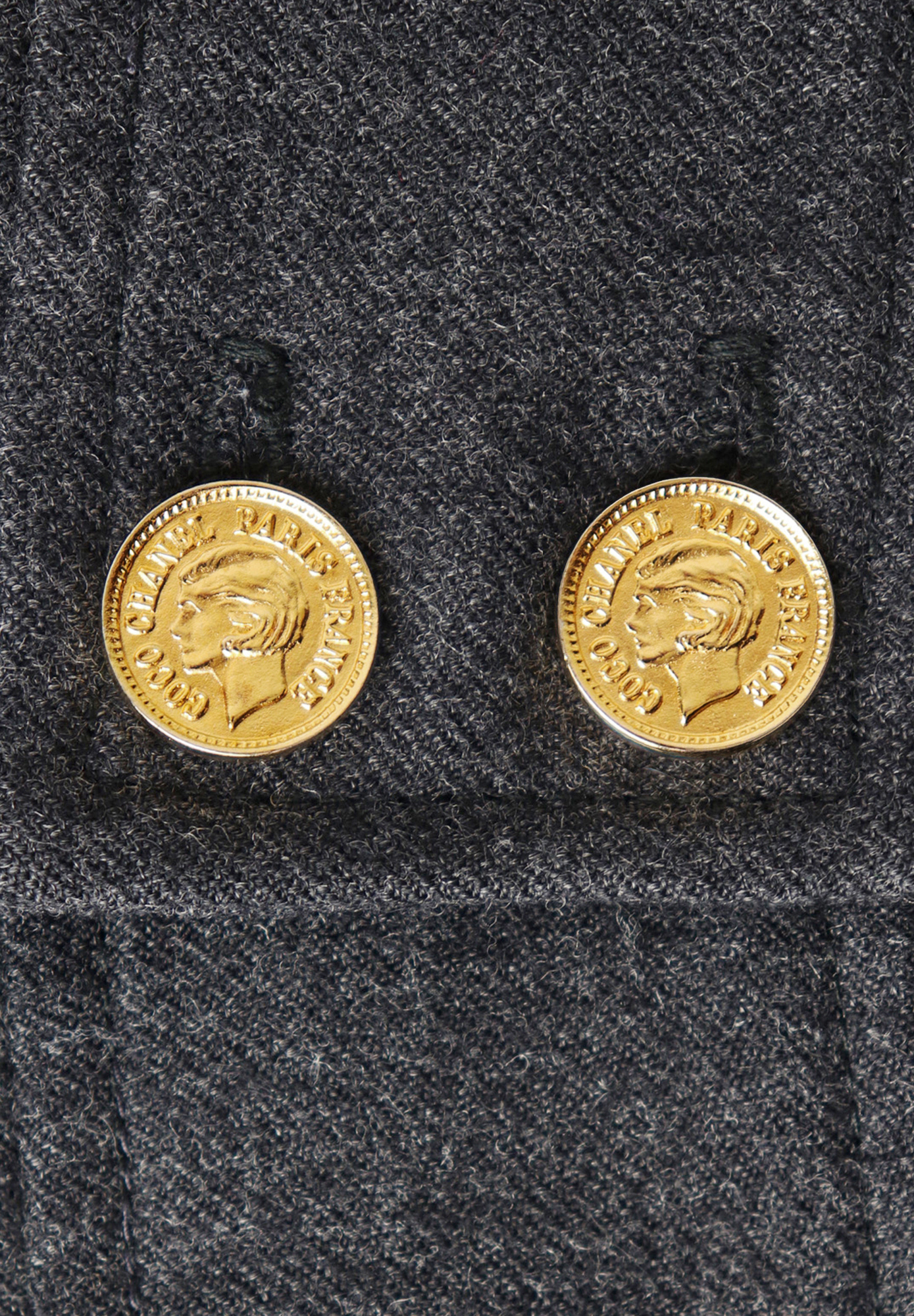 Chanel Dark Grey Wool Skirt