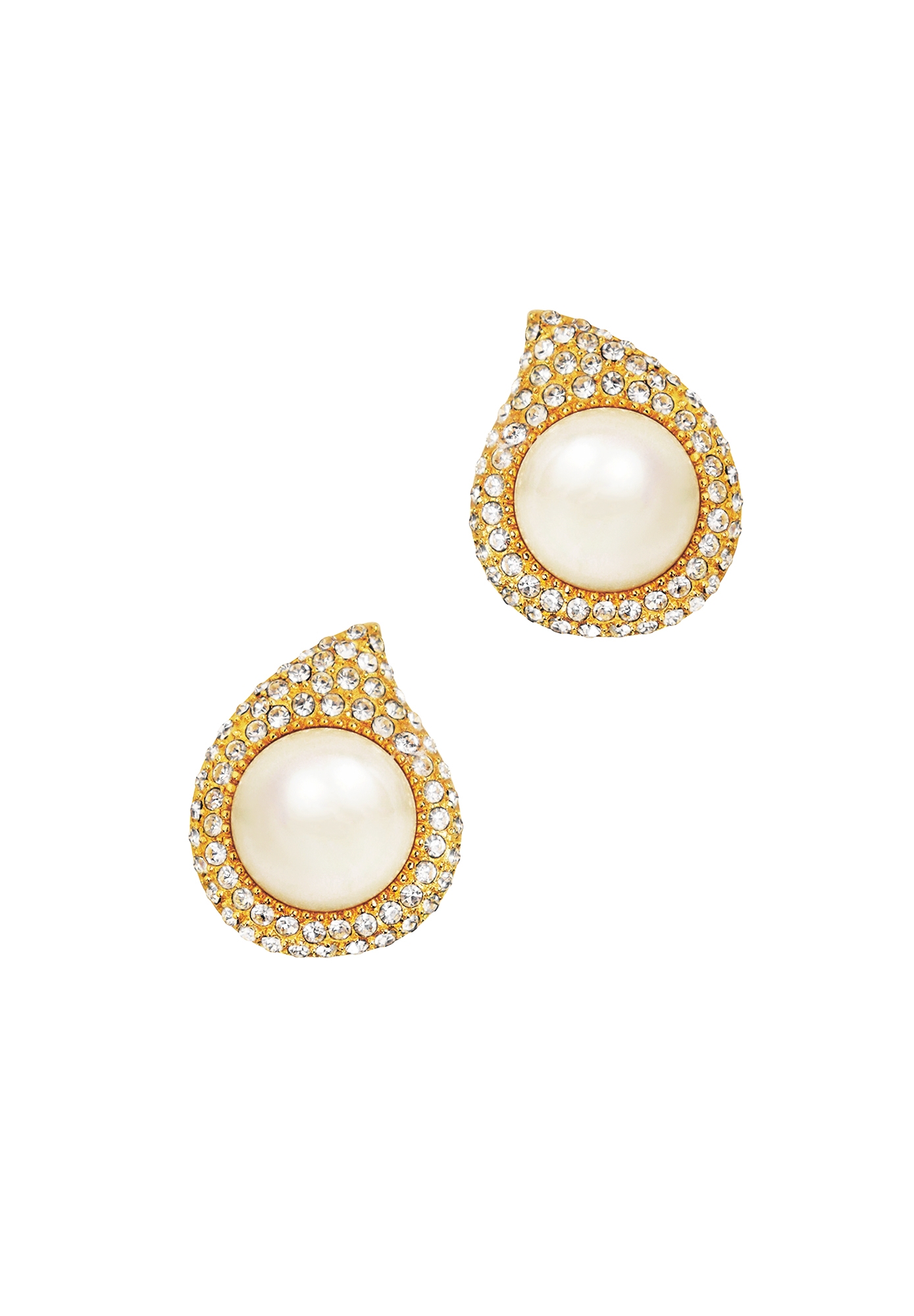 Christian Dior Pearl Clips With Crystals