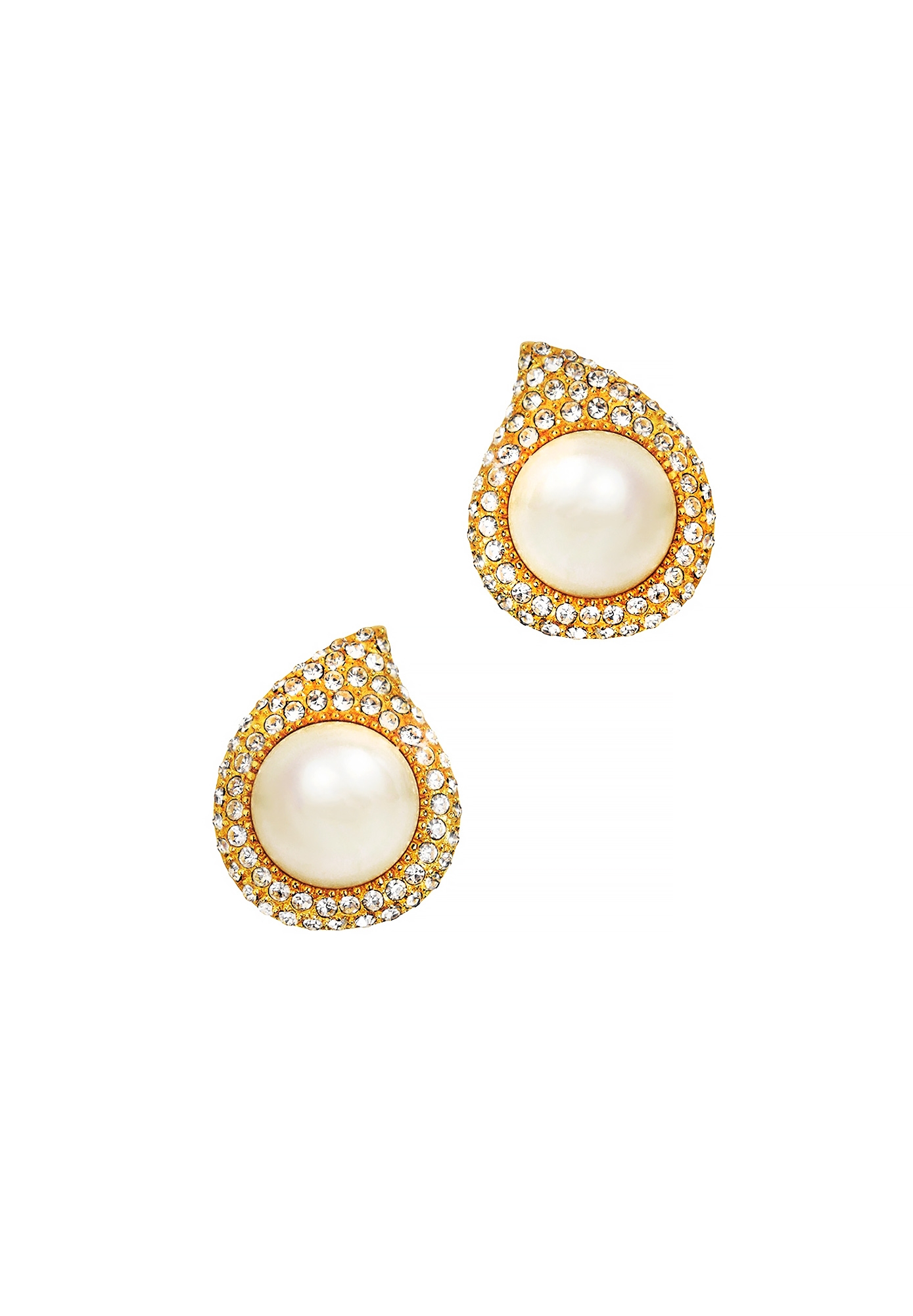 Christian Dior Pearl Clips With Crystals