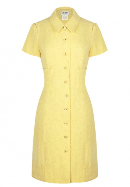 Chanel Pale Yellow Tweed Dress