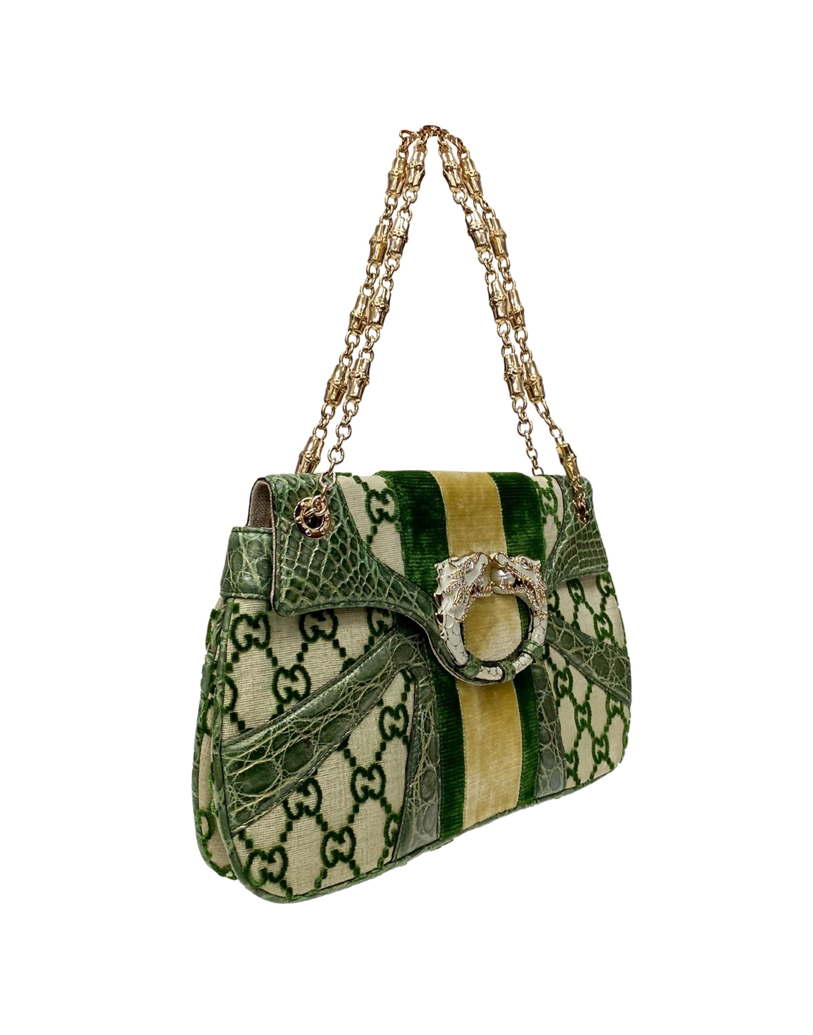 Gucci Jeweled Dragon Velvet Monogram Bag