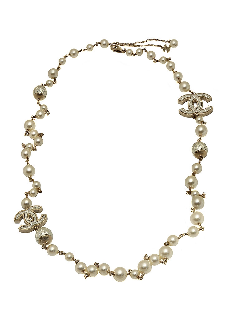 Chanel Pearl Logo Necklace