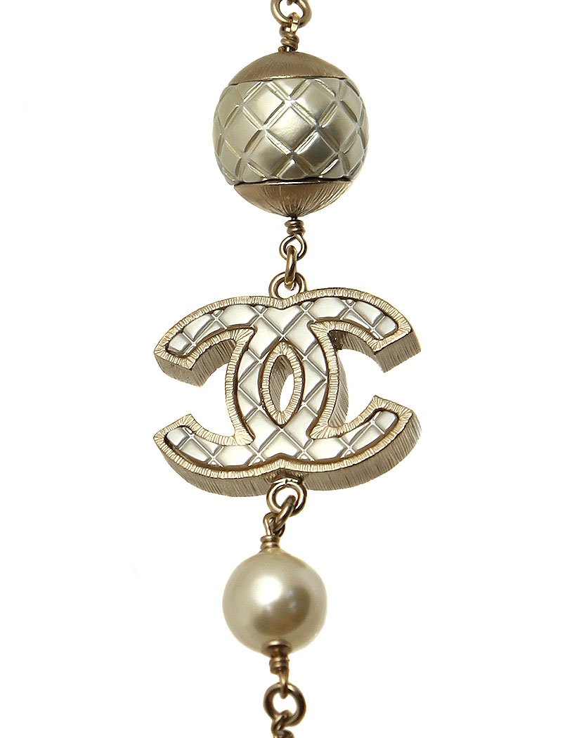 Chanel Pearl Logo Necklace