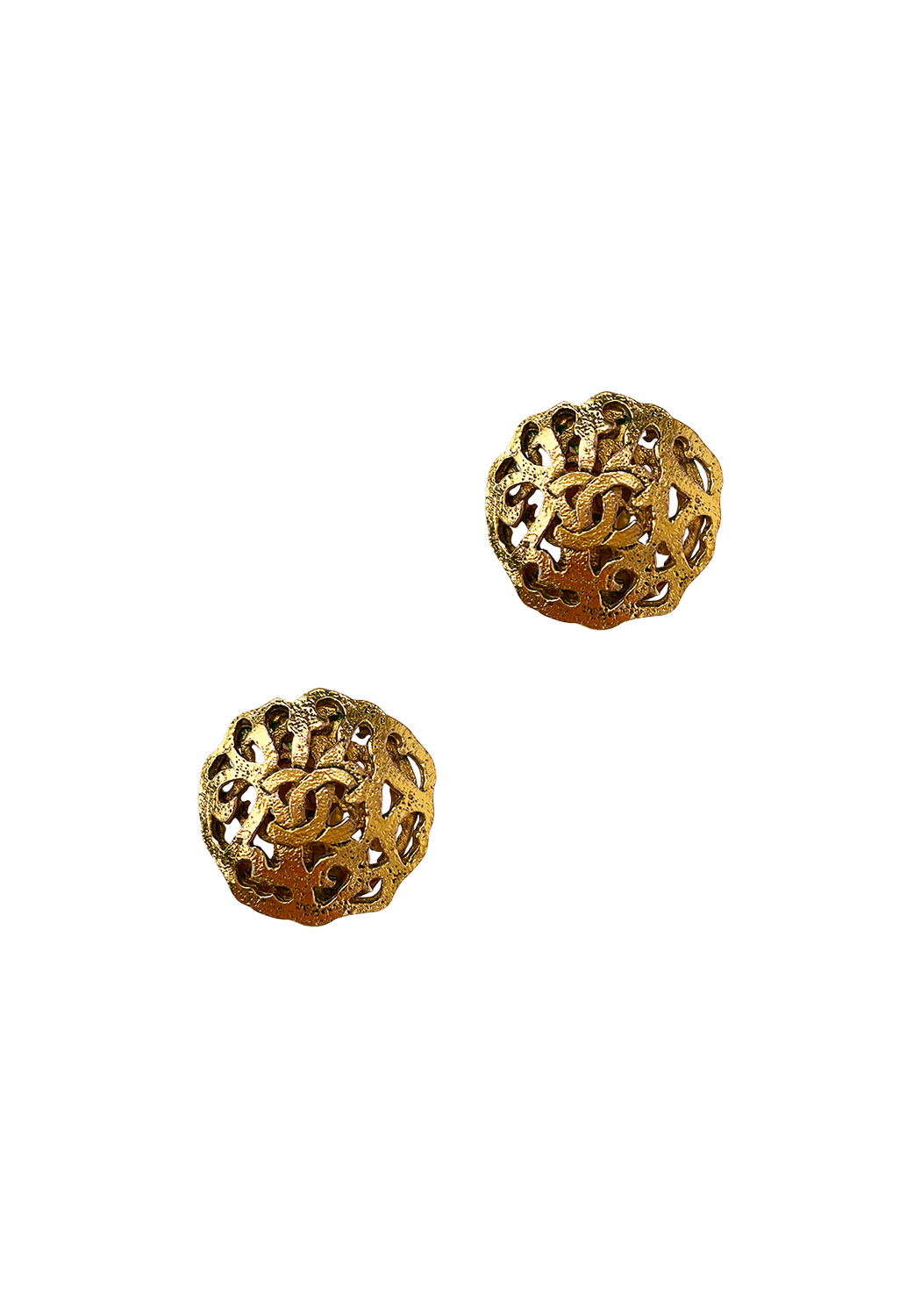 Chanel Golden Clip-on Earrings with Logo