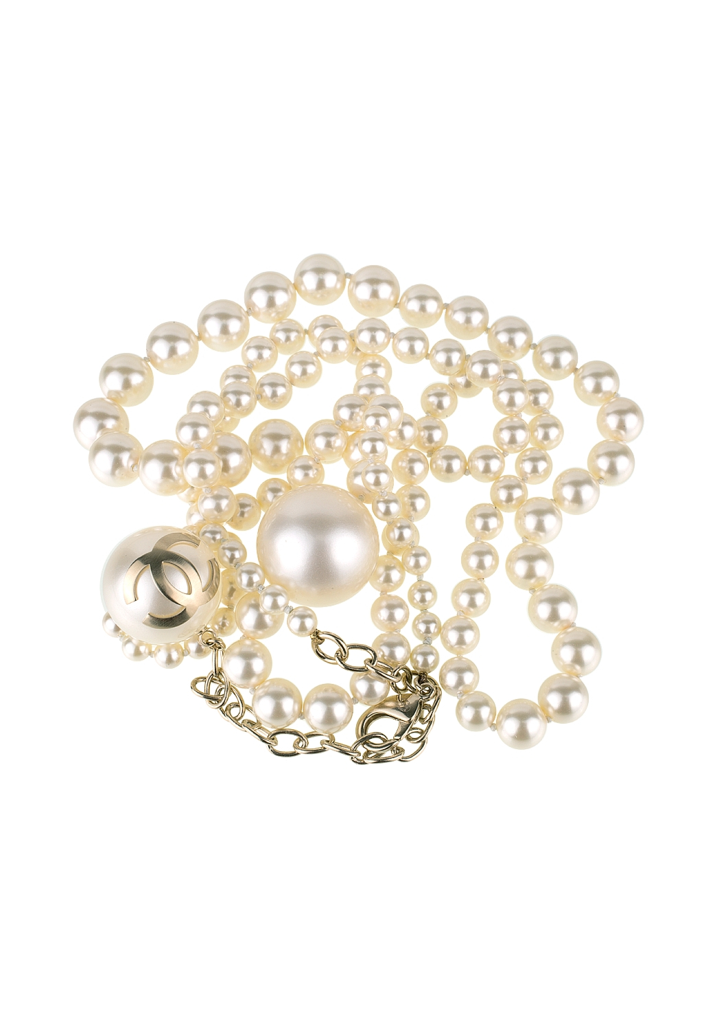 Chanel Pearl Necklace with Brand Logo