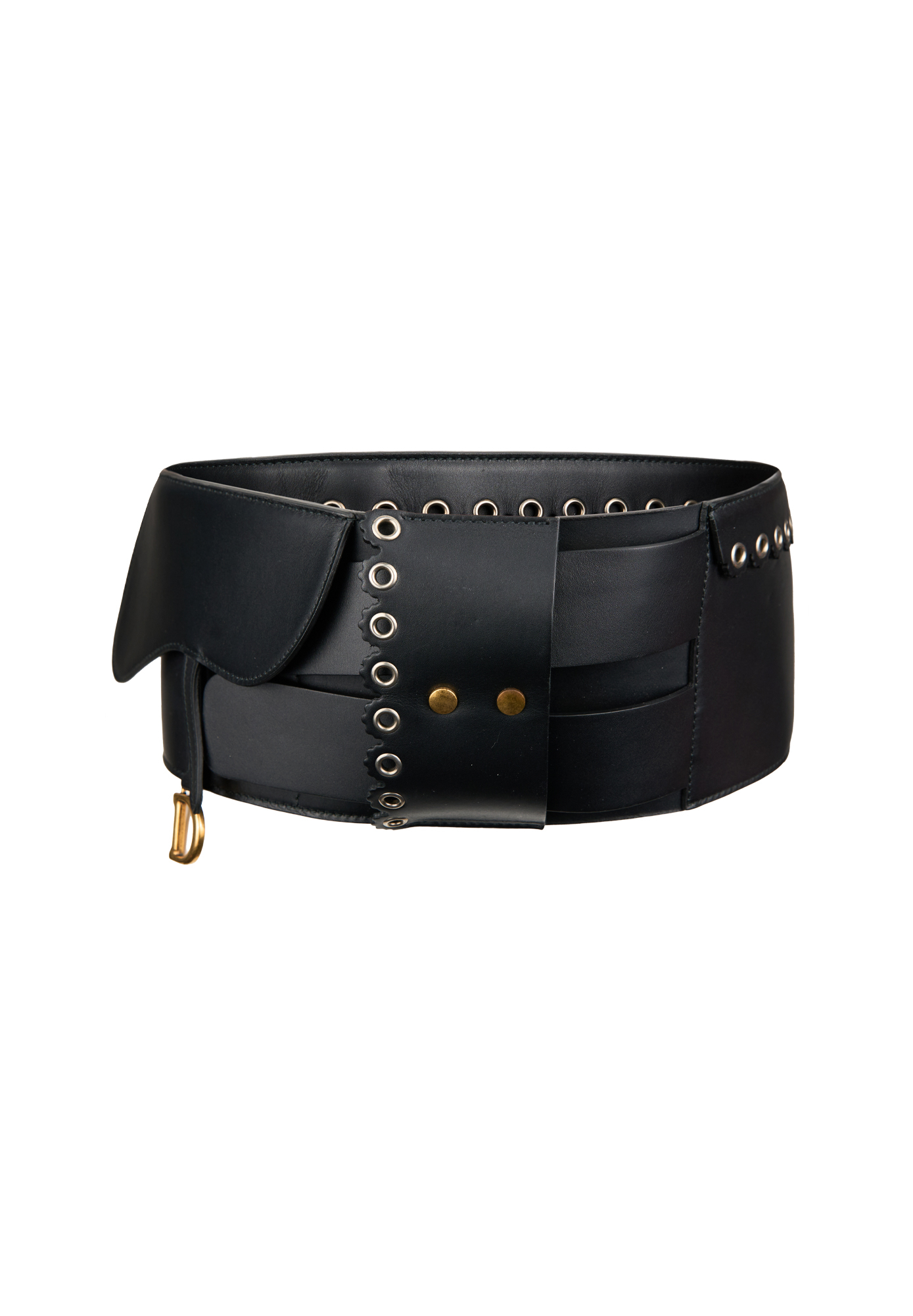 Christian Dior Black Leather Saddle Belt