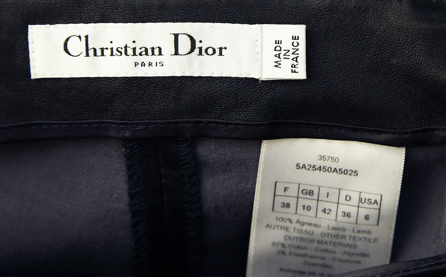 Christian Dior Navy Leather Pants