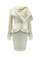Thierry Mugler Fringed Scarf Suit