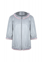 Chanel Grey Jacket With Pink Chains