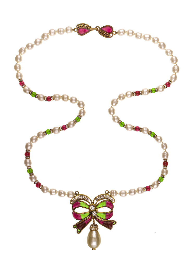 Chanel Pearl Bow Necklace