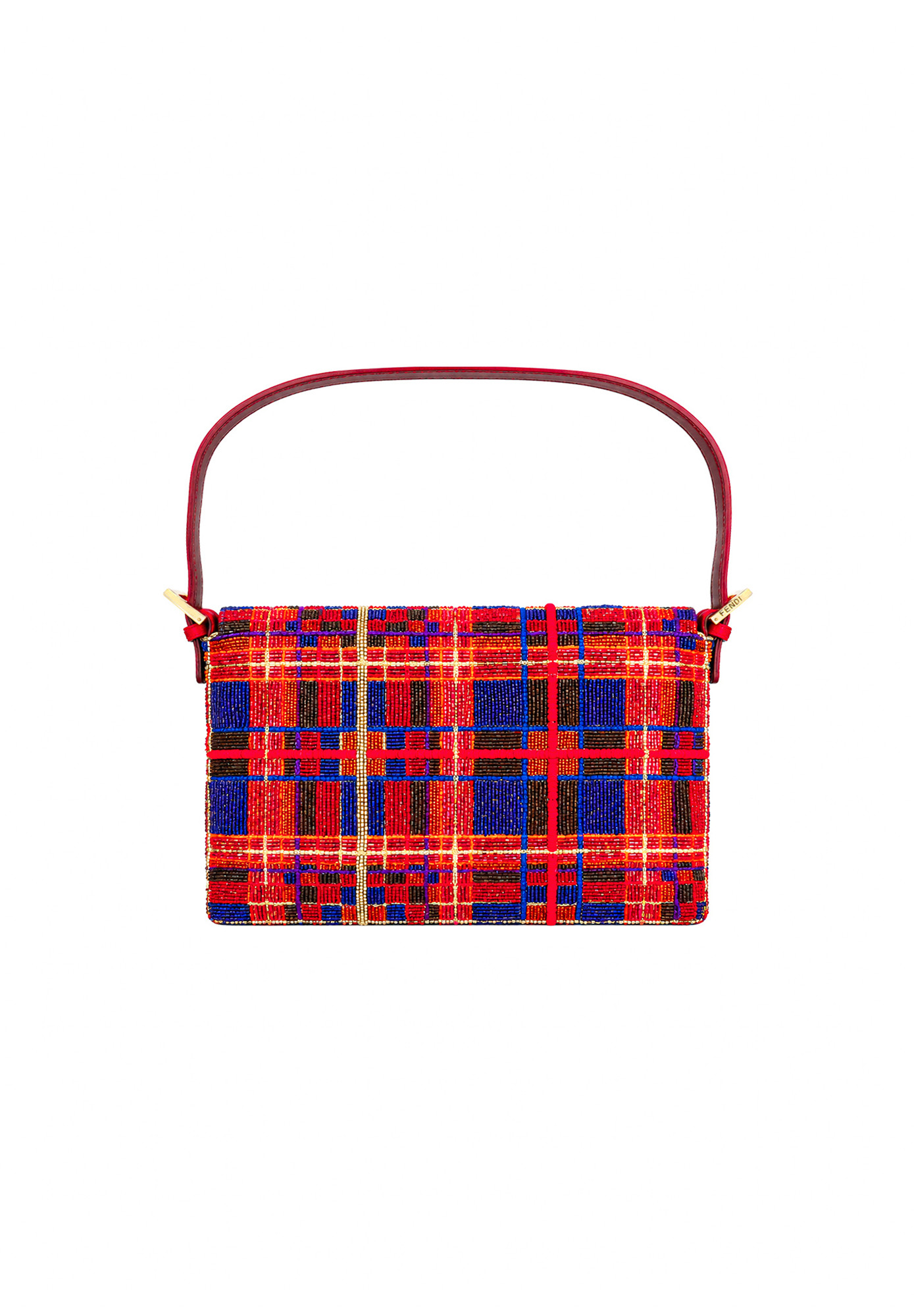Fendi Plaid Beaded Baguette Bag