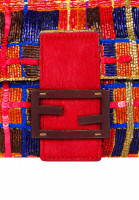 Fendi Plaid Beaded Baguette Bag