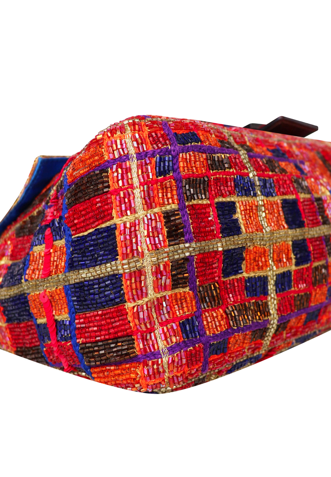 Fendi Plaid Beaded Baguette Bag