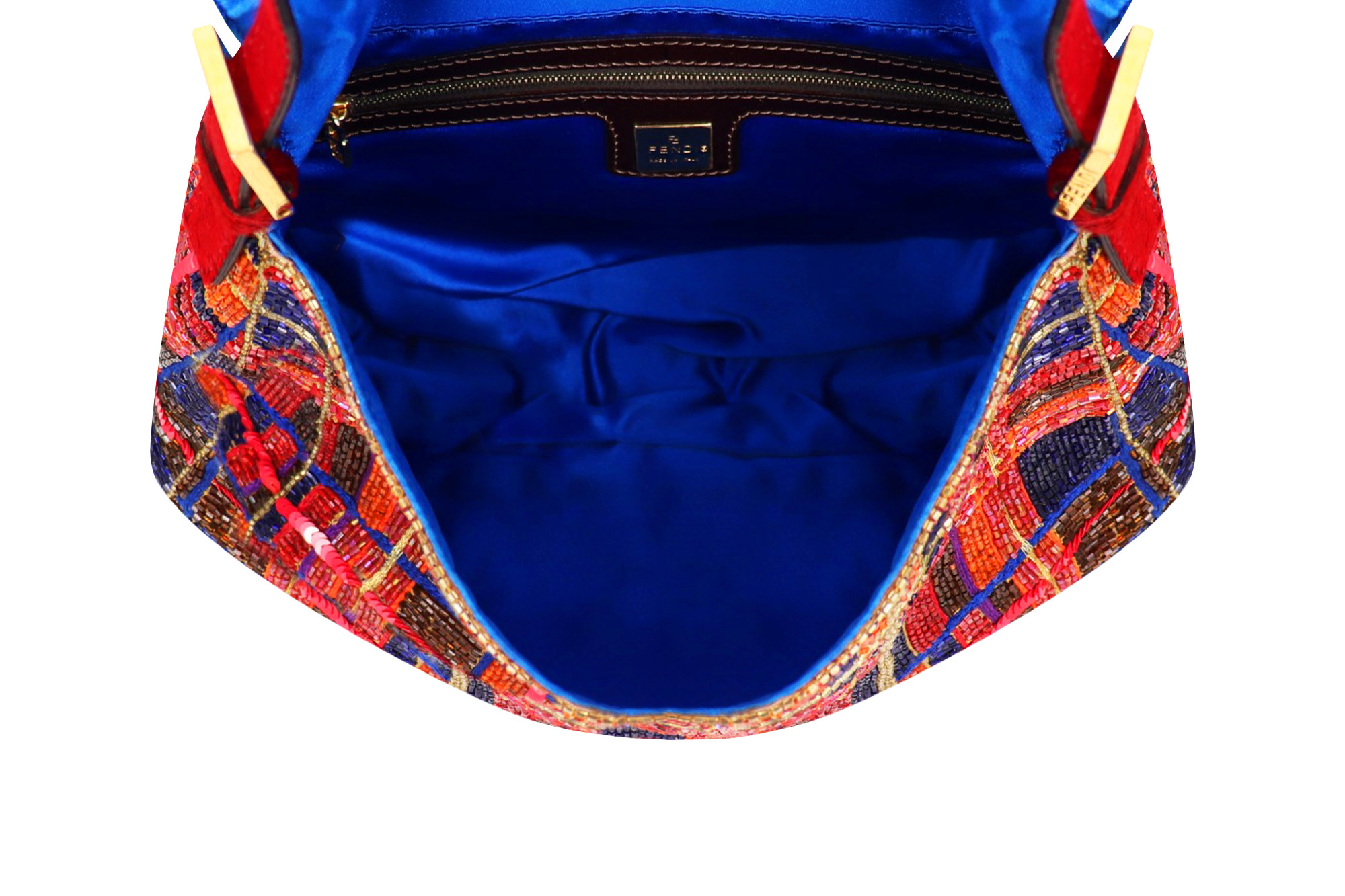 Fendi Plaid Beaded Baguette Bag