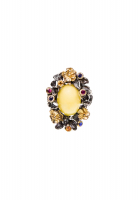 Amber And Crystals Ring