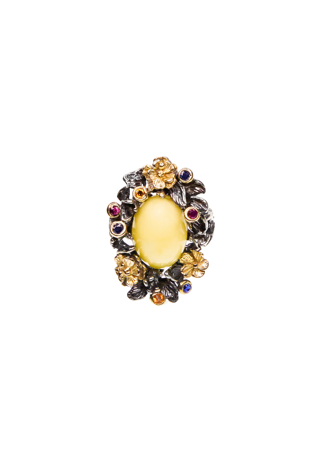 Amber And Crystals Ring