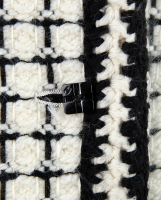 Chanel Creamy And Black Plaid Tweed Coat 