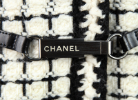 Chanel Creamy And Black Plaid Tweed Coat 