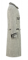 Chanel Creamy And Black Plaid Tweed Coat 