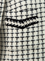 Chanel Creamy And Black Plaid Tweed Coat 