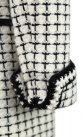 Chanel Creamy And Black Plaid Tweed Coat 